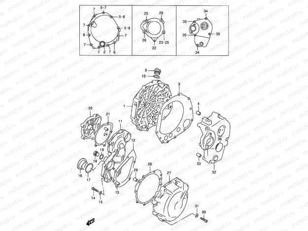 5 - CRANKCASE COVER (MODEL T/V)