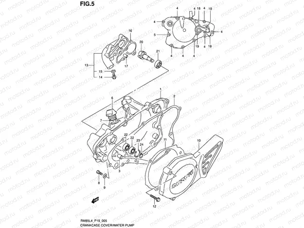5 - CRANKCASE COVER- WATER PUMP