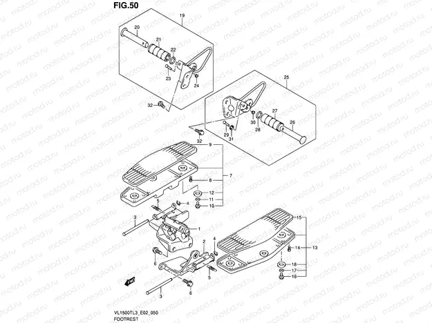 50 - FOOTREST (VL1500TL3 E02)