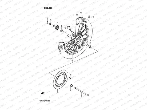 50 - FRONT WHEEL (VS750GLF/GLFG/GLPG)