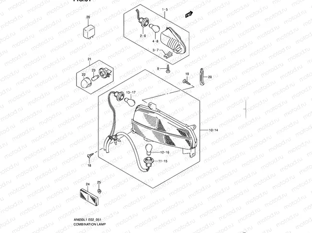 51 - COMBINATION LAMP (AN650L1 E19)
