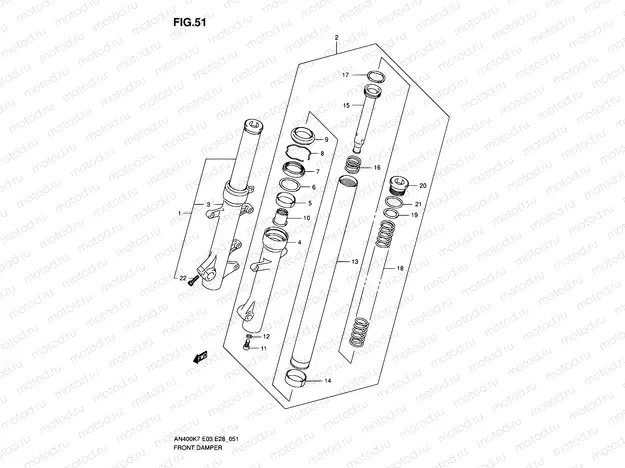 51 - FRONT FORK DAMPER (AN400K7/K8/K9/L0)