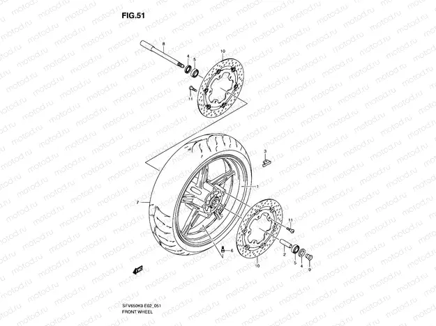 51 - FRONT WHEEL (SFV650K9/UK9/L0/UL0)