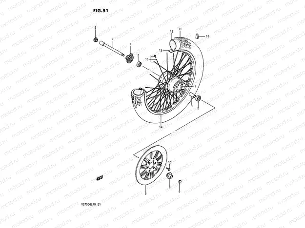 51 - FRONT WHEEL (VS750GLFH/GLPH)