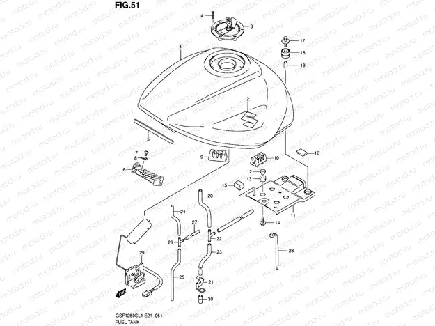 51 - FUEL TANK (GSF1250SL1 E21)