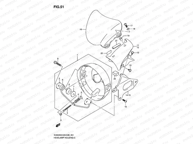 51 - HEADLAMP HOUSING (SV650/A)