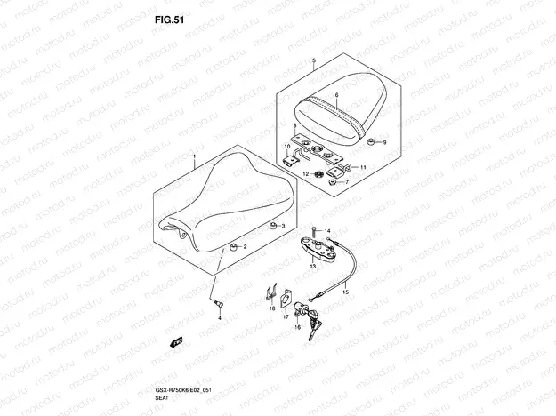 51 - SEAT (GSX-R750K6 E02,E19,E24,P37/K7 E02,E19,E24)