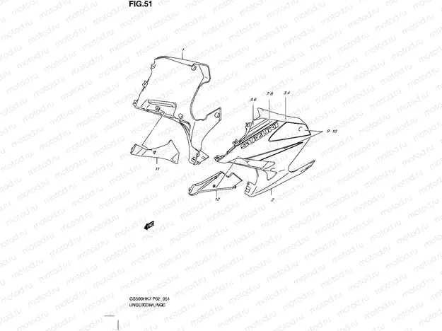 51 - UNDER COWLING  (GS500FH/FM/K7)