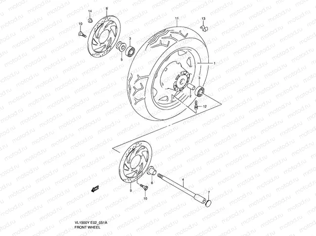 51A - FRONT WHEEL (MODEL K2/K3/K4)