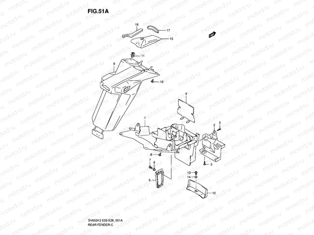 51A - REAR FENDER (MODEL K4/K5/K6/K7)