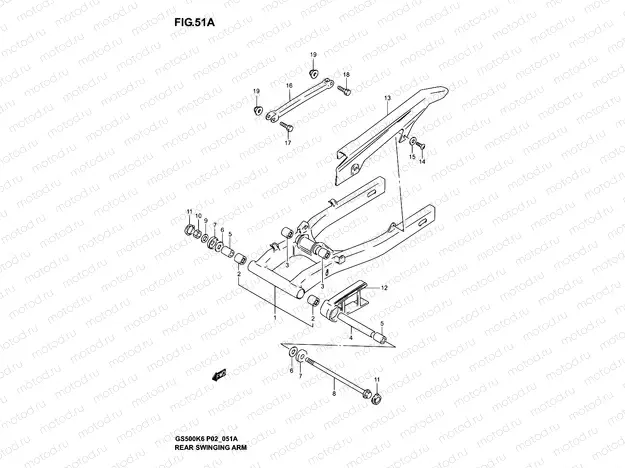 51A - REAR SWINGING ARM (MODEL K4/K5/K6)