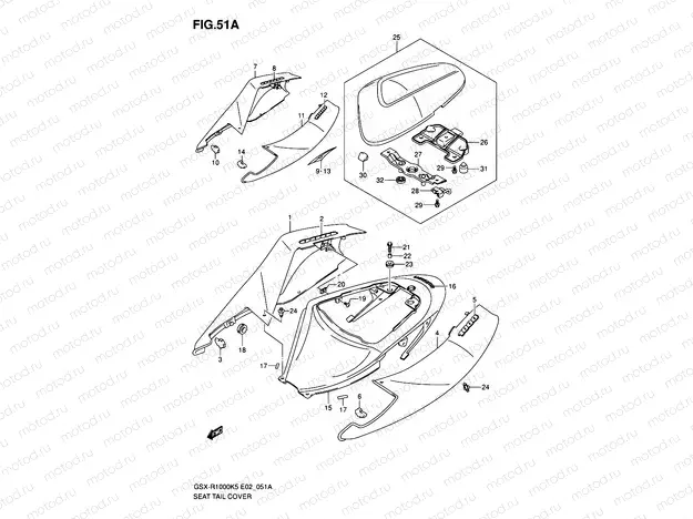 51A - SEAT TAIL COVER (GSX-R1000K6 E02,E19,U2E19,E24,P37)