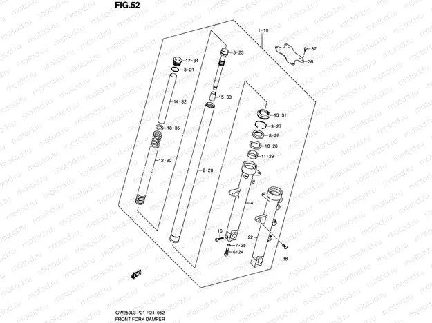 52 - FRONT FORK DAMPER (GW250L3 P21)