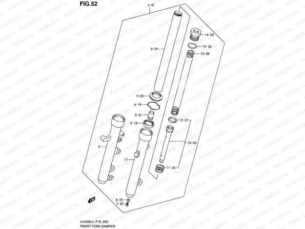 52 - FRONT FORK DAMPER (UH200L4 P19)