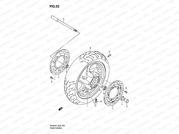 52 - FRONT WHEEL (AN400K7/ZK7/K8/ZK8/K9/L0)