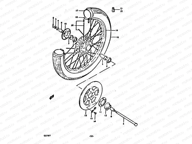 52 - FRONT WHEEL (FOR SPOKE WHEEL/SINGLE DISK)