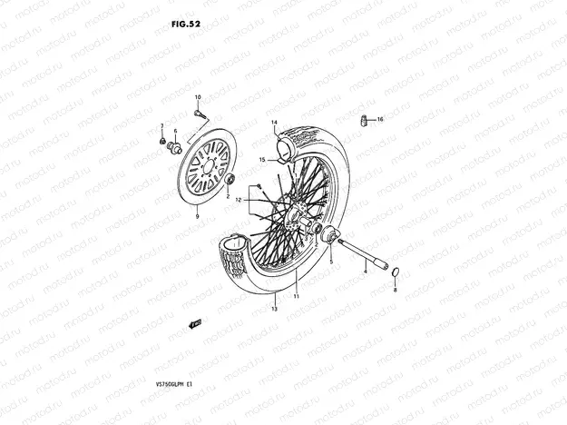 52 - FRONT WHEEL (MODEL J/K/L/M)