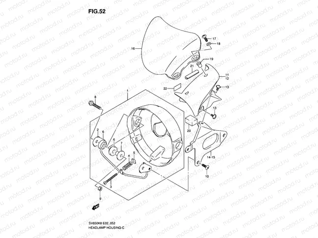 52 - HEADLAMP HOUSING (SV650/U/A/UA)