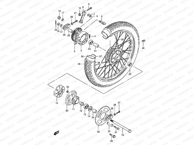 52 - REAR WHEEL(GN250 F/J/K/L/M/N/P/R)