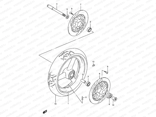 52A - FRONT WHEEL (MODEL S/T/V/W)