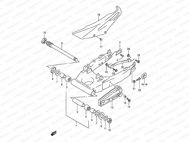 52A - REAR SWINGING ARM (MODEL V E18,E22,E24,E39)