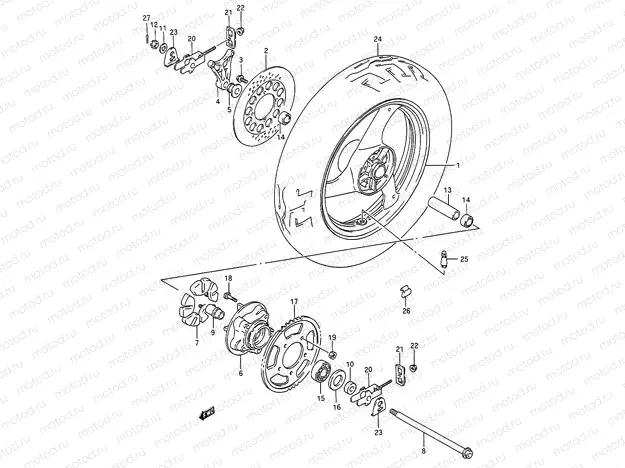 52A - REAR WHEEL (MODEL K/L/M/N/P/R/S/T)