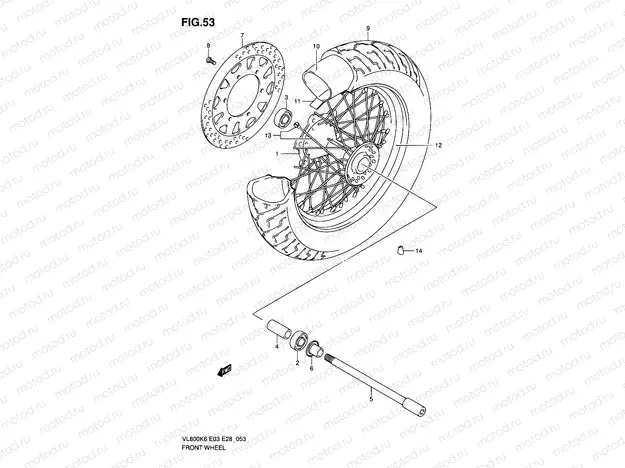 53 - FRONT WHEEL (VL800K6/TK6/K7/TK7/K8/TK8/K9/TK9/L0/TL0)
