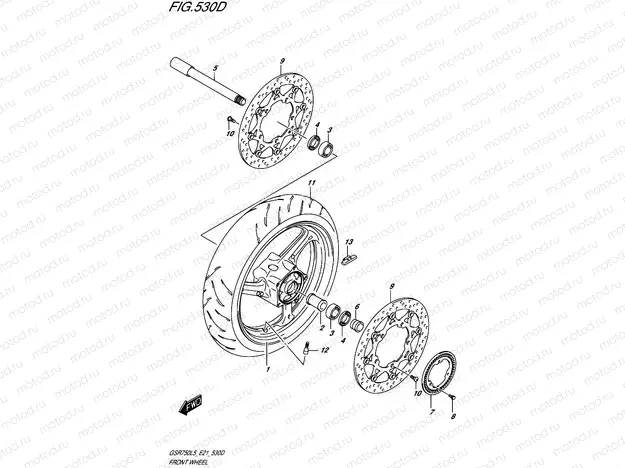 530D - FRONT WHEEL (GSR750AUEL5 E21)