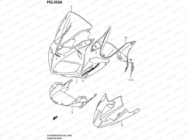 53A - COWLING BODY (SV1000SK7)