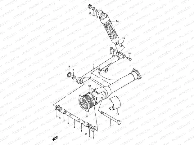 53A - REAR SWINGING ARM (MODEL K1/K2/K3)