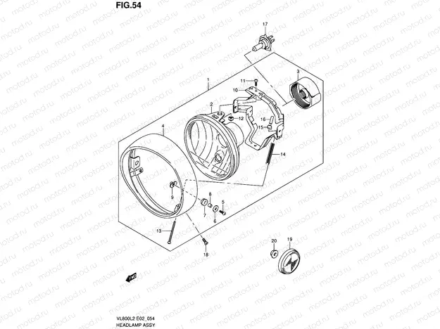 54 - HEADLAMP ASSY (VL800TL2 E24)
