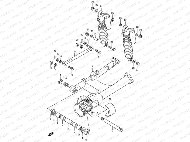 54 - REAR SWINGING ARM (SEE NOTE)