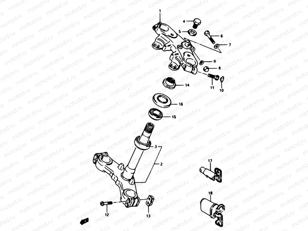 54 - STEERING STEM GSX1100ESE/EFE/ESF/EFF/ESG/EFG,GS1150ESF/EFF/E