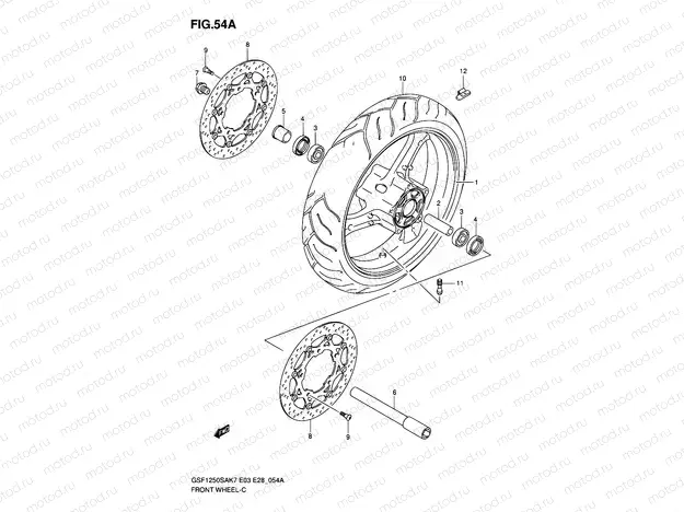 54A - FRONT WHEEL (GSF1250SK7/SK8/SK9)