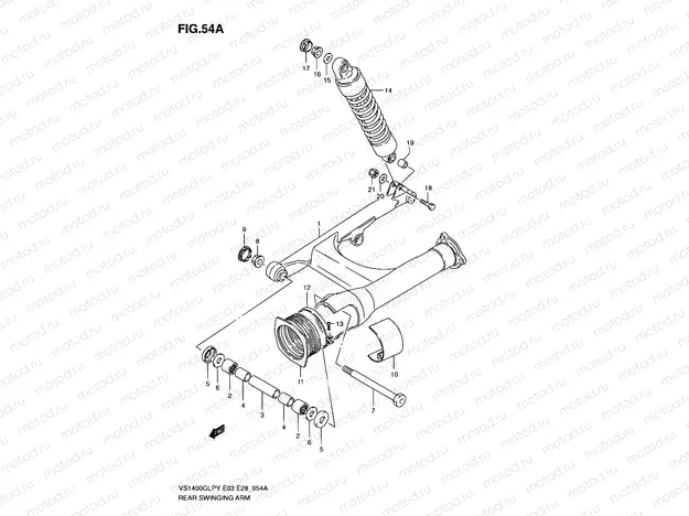 54A - REAR SWINGING ARM (MODEL K1/K2/K3)