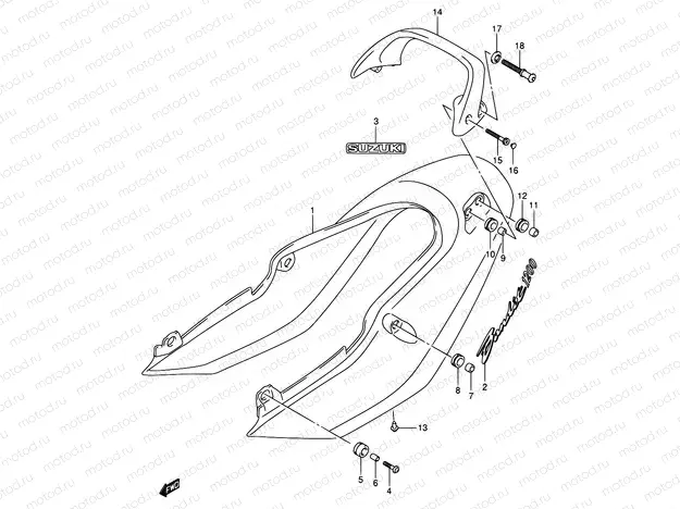 54E - SEAT TAIL COVER (GSF1200K5)