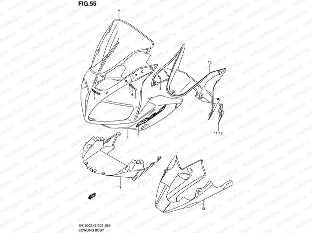 55 - COWLING BODY (SV1000S/S1/S2 K6)