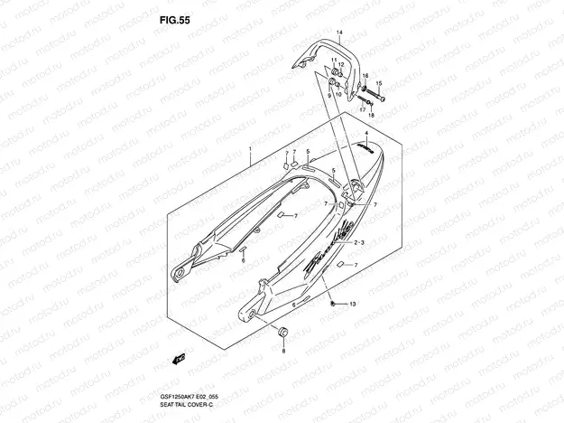 55 - SEAT TAIL COVER (GSF1250K7/AK7)