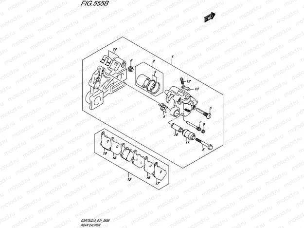 555B - REAR CALIPER (GSR750ZAL5 E21)