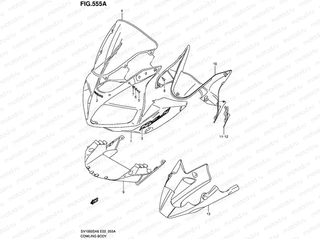 55A - COWLING BODY (SV1000S/S1/S2 K7)