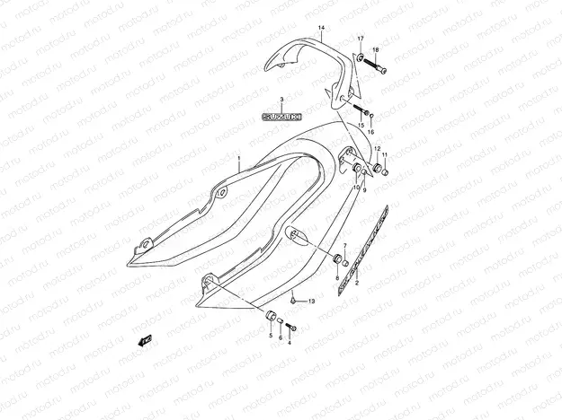 55C - SEAT TAIL COVER (GSF1200SK4)
