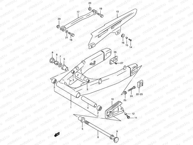 56 - REAR SWINGING ARM (GSF1200T/V/W/X/Y/ST/SV/SW/SX/SY)