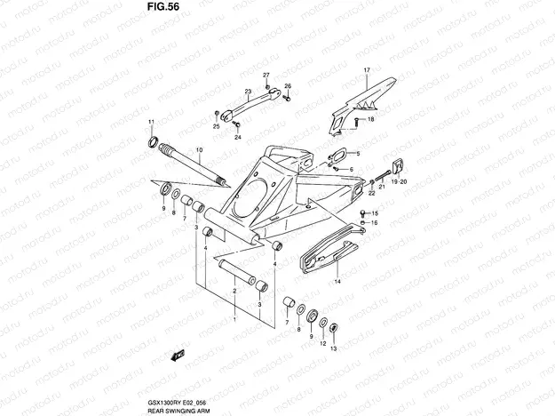 56 - REAR SWINGINGARM (MODEL X/Y/K1/K2)