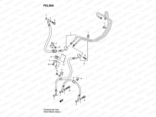 56A - FRONT BRAKE HOSE (GSR600AK7/UAK7/AK8/UAK8/AK9/UAK9/AL0/UAL0)
