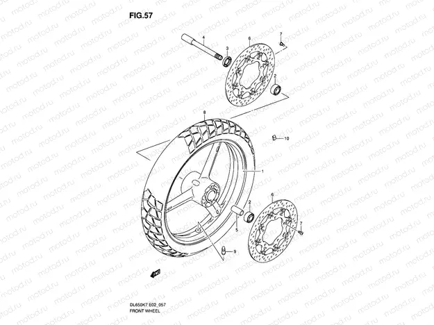 57 - FRONT WHEEL (DL650K7/K8/K9/L0/UEL0)