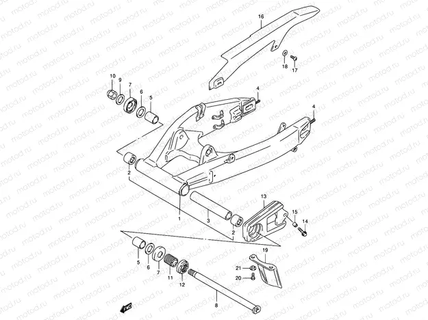 57 - REAR SWINGING ARM (MODEL P/R)