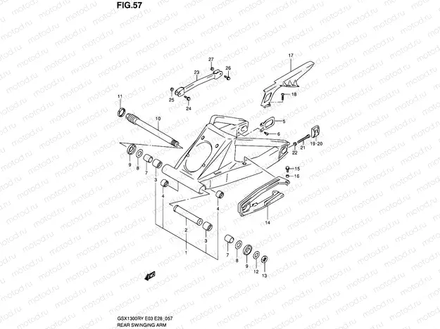 57 - REAR SWINGING ARM (MODEL X/Y/K1/K2)