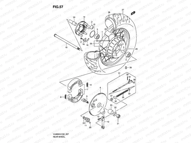 57 - REAR WHEEL (VL800K6/UK6/K7/UEK7/K8/UEK8/K9/UEK9/L0/UEL0)