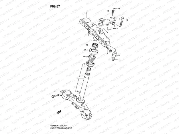 57 - STEERING STEM (GSF650SK7/SUK7/SAK7/SUAK7/SK8/SUK8/SAK8/SUAK8)