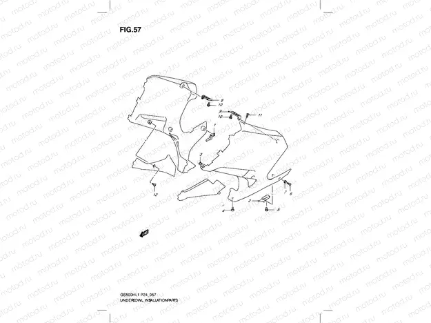 57 - UNDER COWLING INSTALLATION PARTS (GS500FH)
